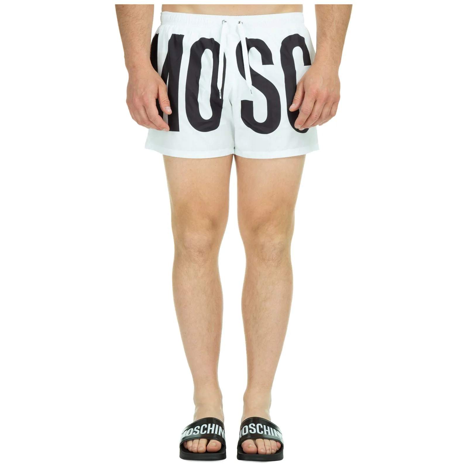 Moschino Logo Print Drawstring Swim Trunks
