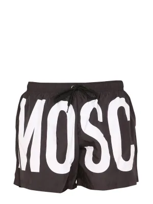Moschino Logo Print Drawstring Swim Trunks