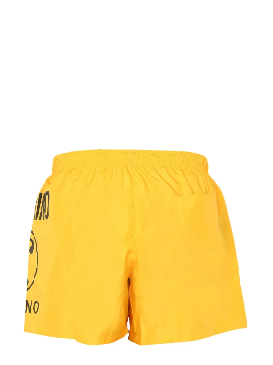 Moschino Logo Print Drawstring Swim Trunks