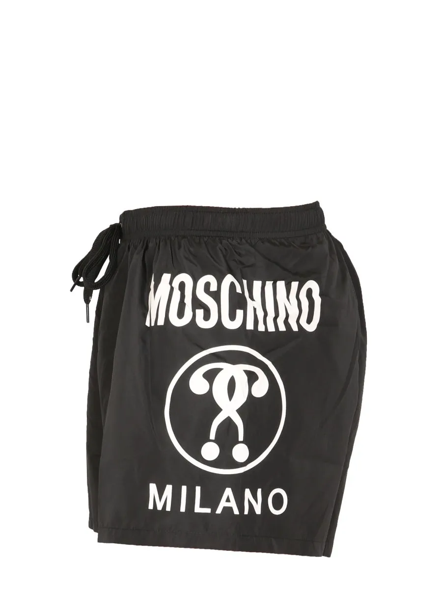 Moschino Logo Print Drawstring Swim Trunks