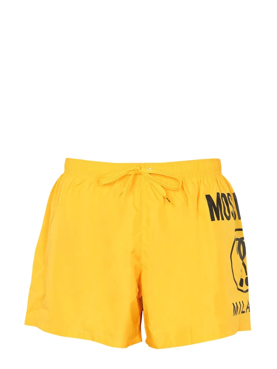 Moschino Logo Print Drawstring Swim Trunks