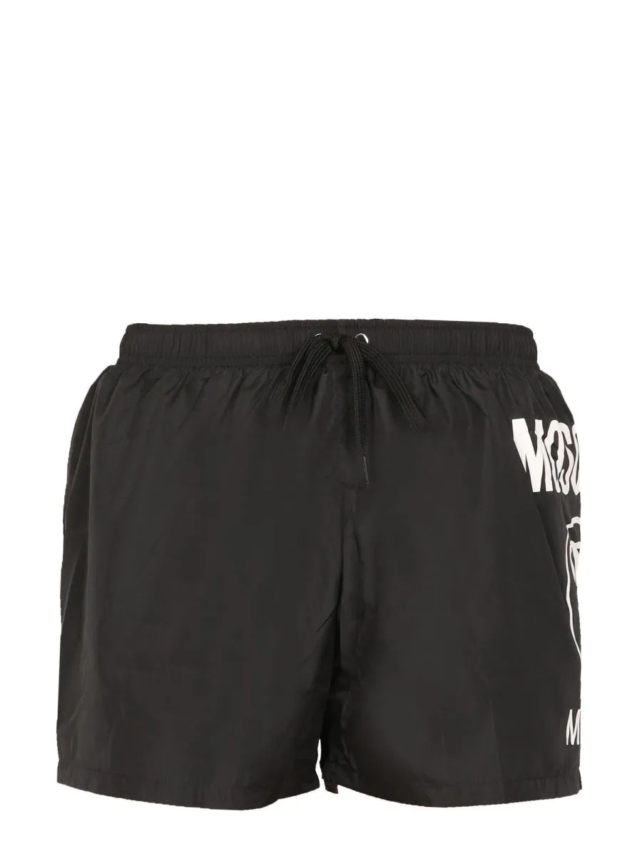 Moschino Logo Print Drawstring Swim Trunks