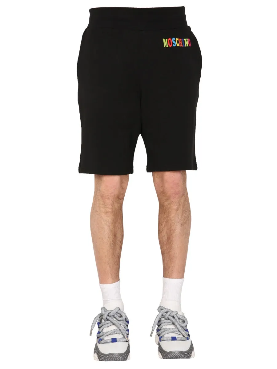 Moschino Logo Printed Elasticated Waist Shorts