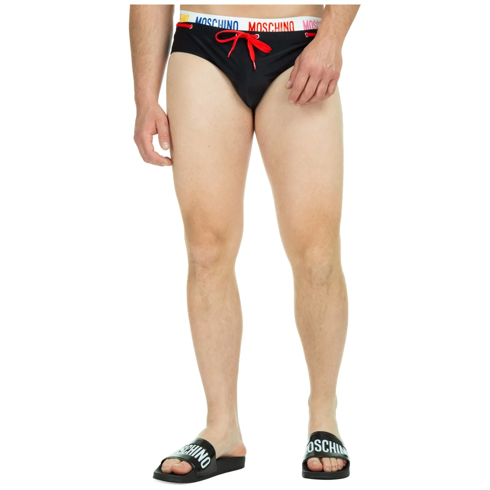 Moschino Logo Waistband Drawstring Swim Trunks