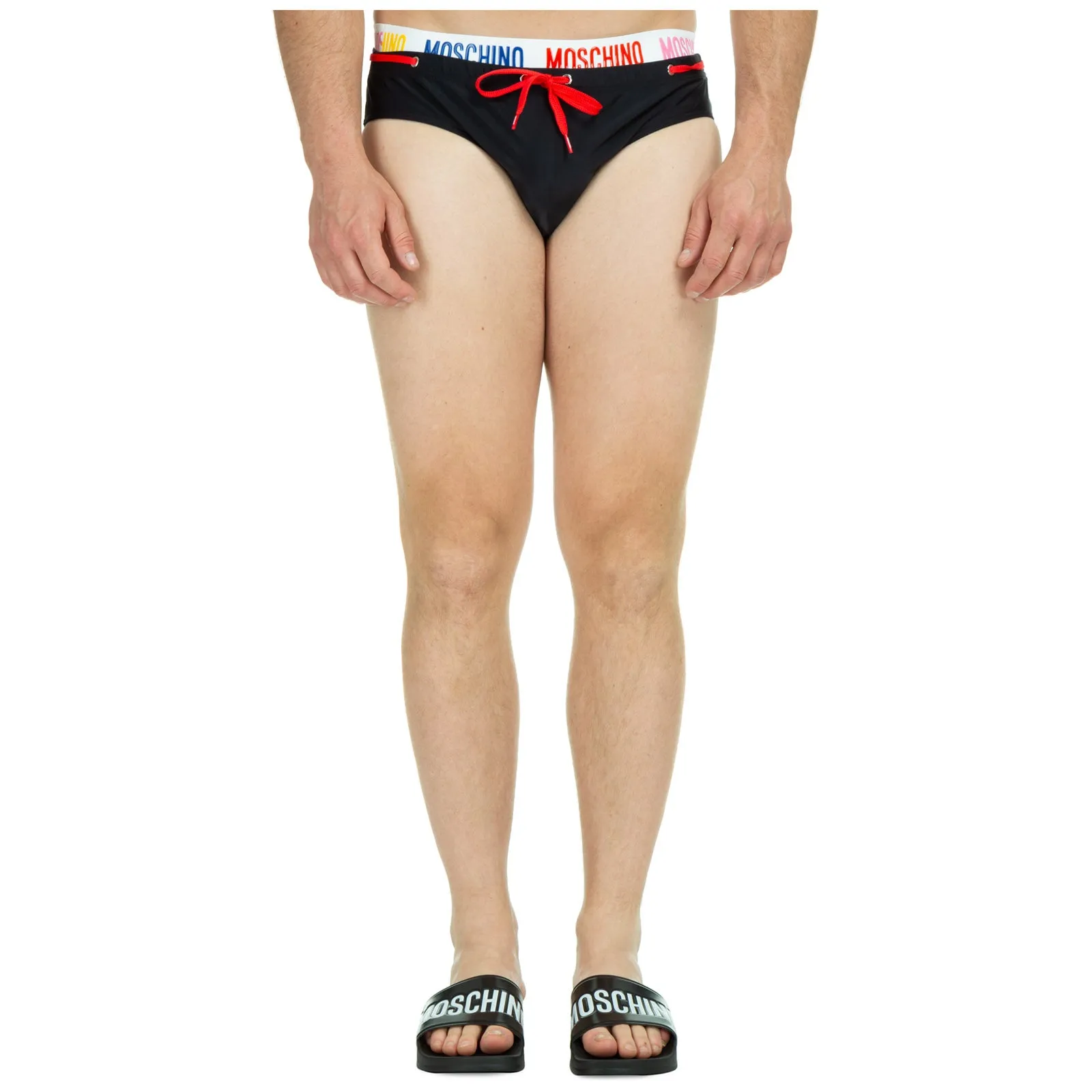 Moschino Logo Waistband Drawstring Swim Trunks