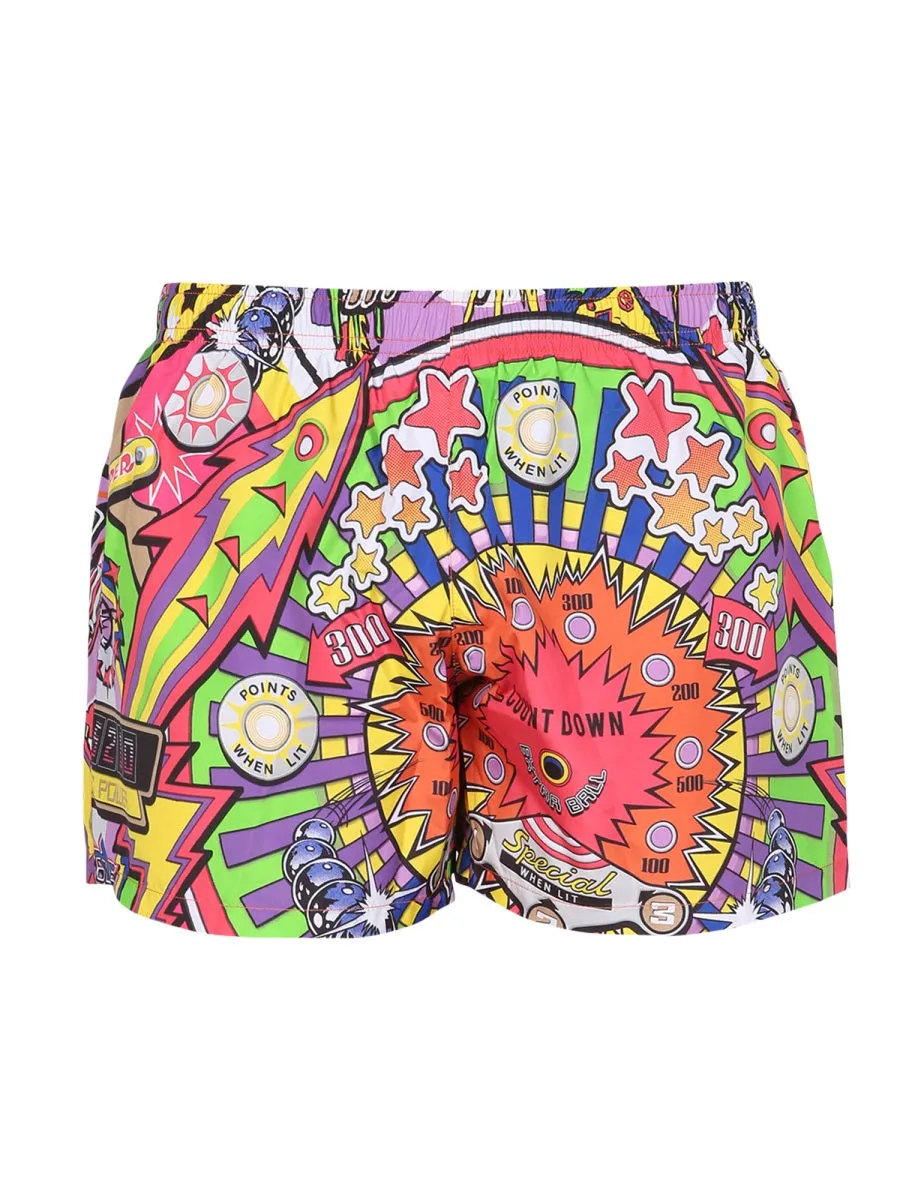 Moschino Pinball Allover Graphic Printed Swim Shorts