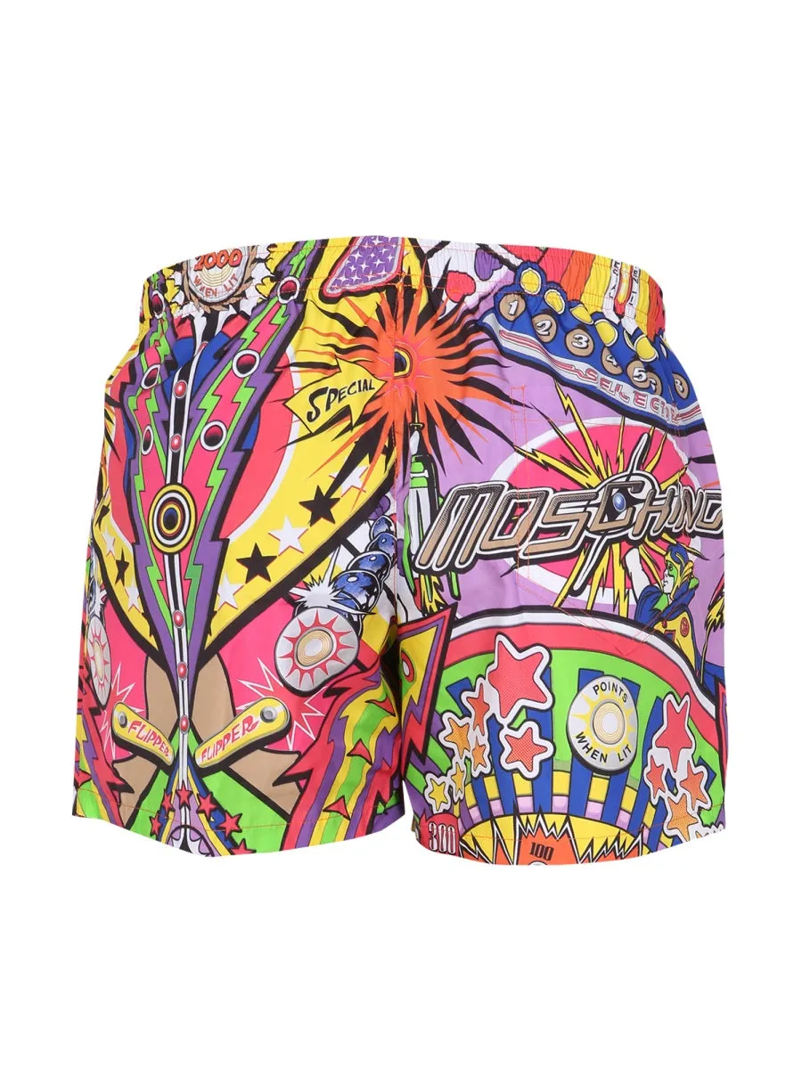 Moschino Pinball Allover Graphic Printed Swim Shorts