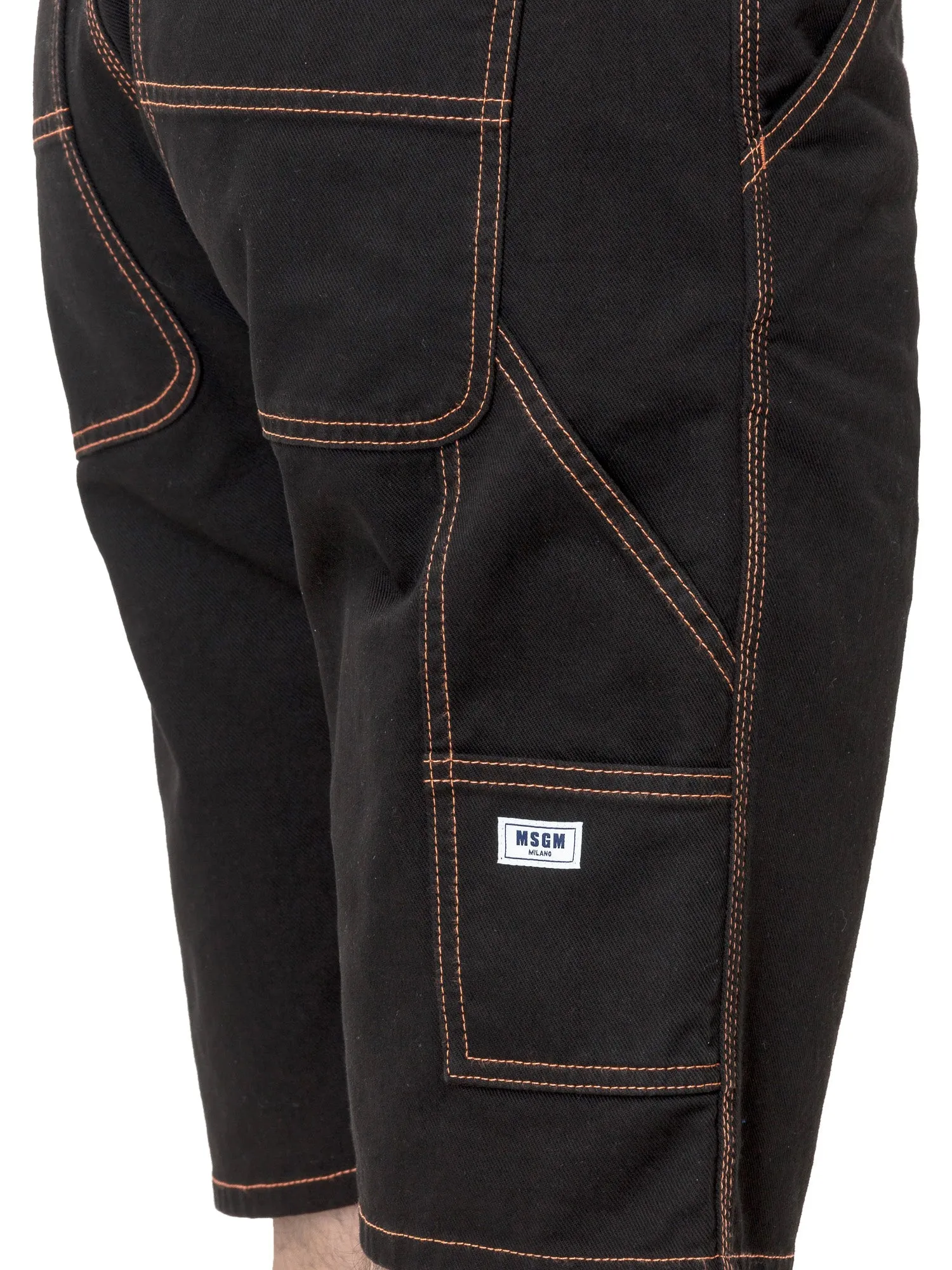 MSGM Contrast Stitching Denim Shorts