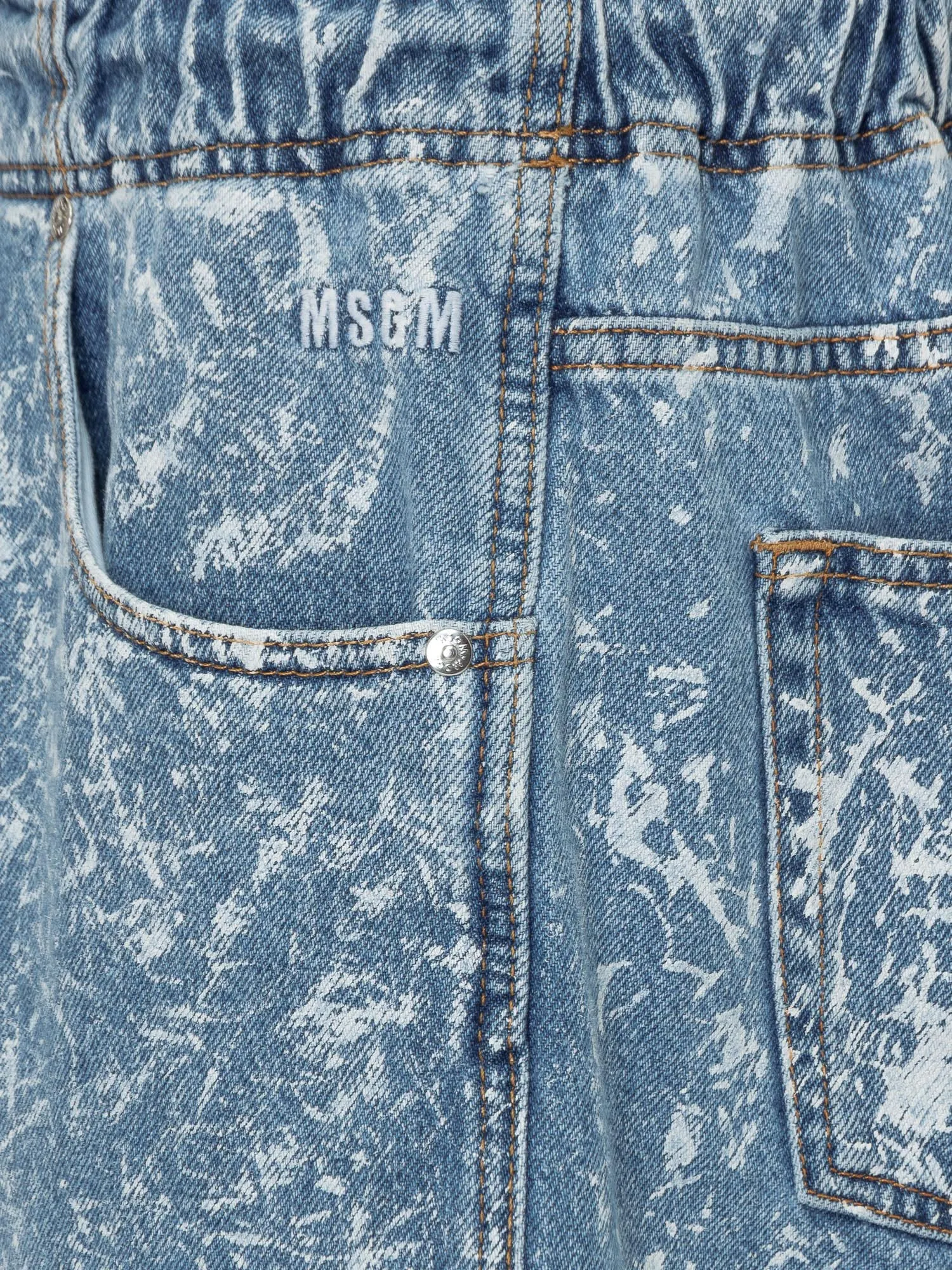 MSGM Drawstring Waist Acid Wash Denim Shorts