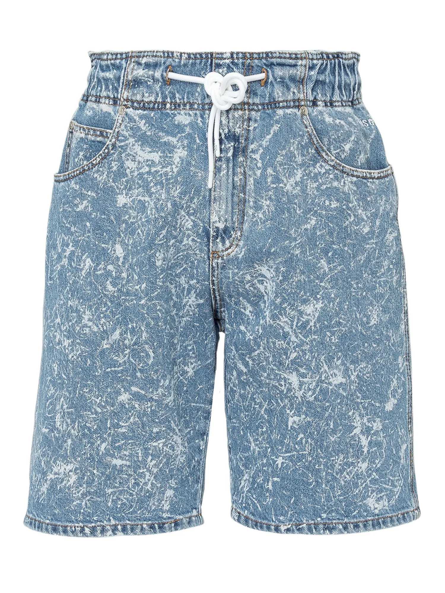 MSGM Drawstring Waist Acid Wash Denim Shorts