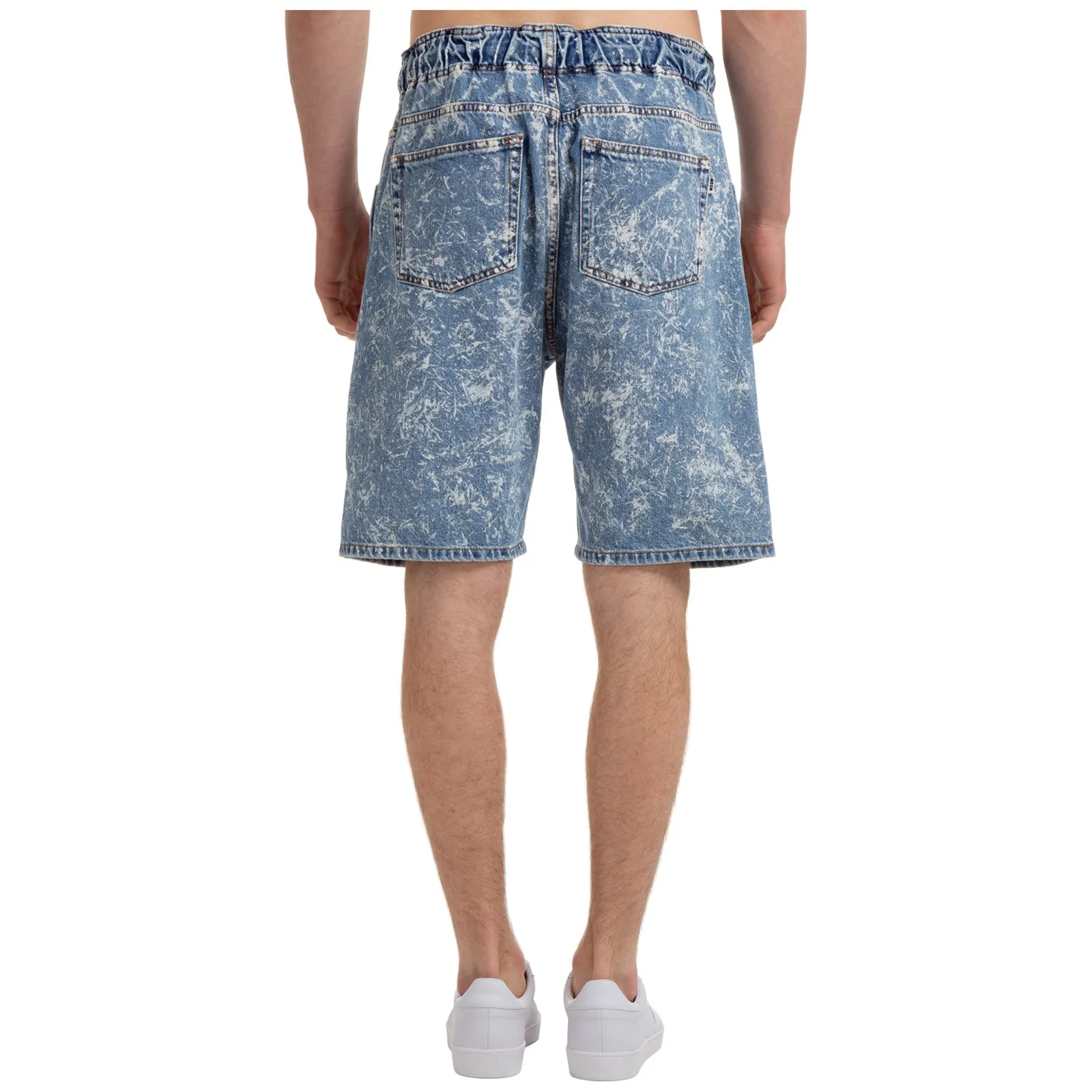 MSGM Drawstring Waist Acid Wash Denim Shorts
