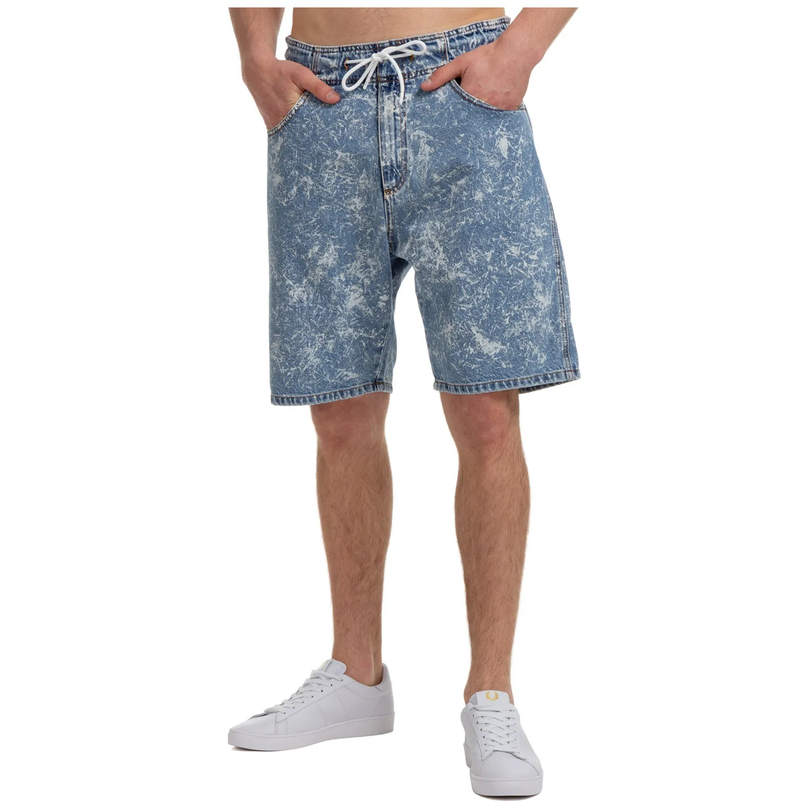 MSGM Drawstring Waist Acid Wash Denim Shorts