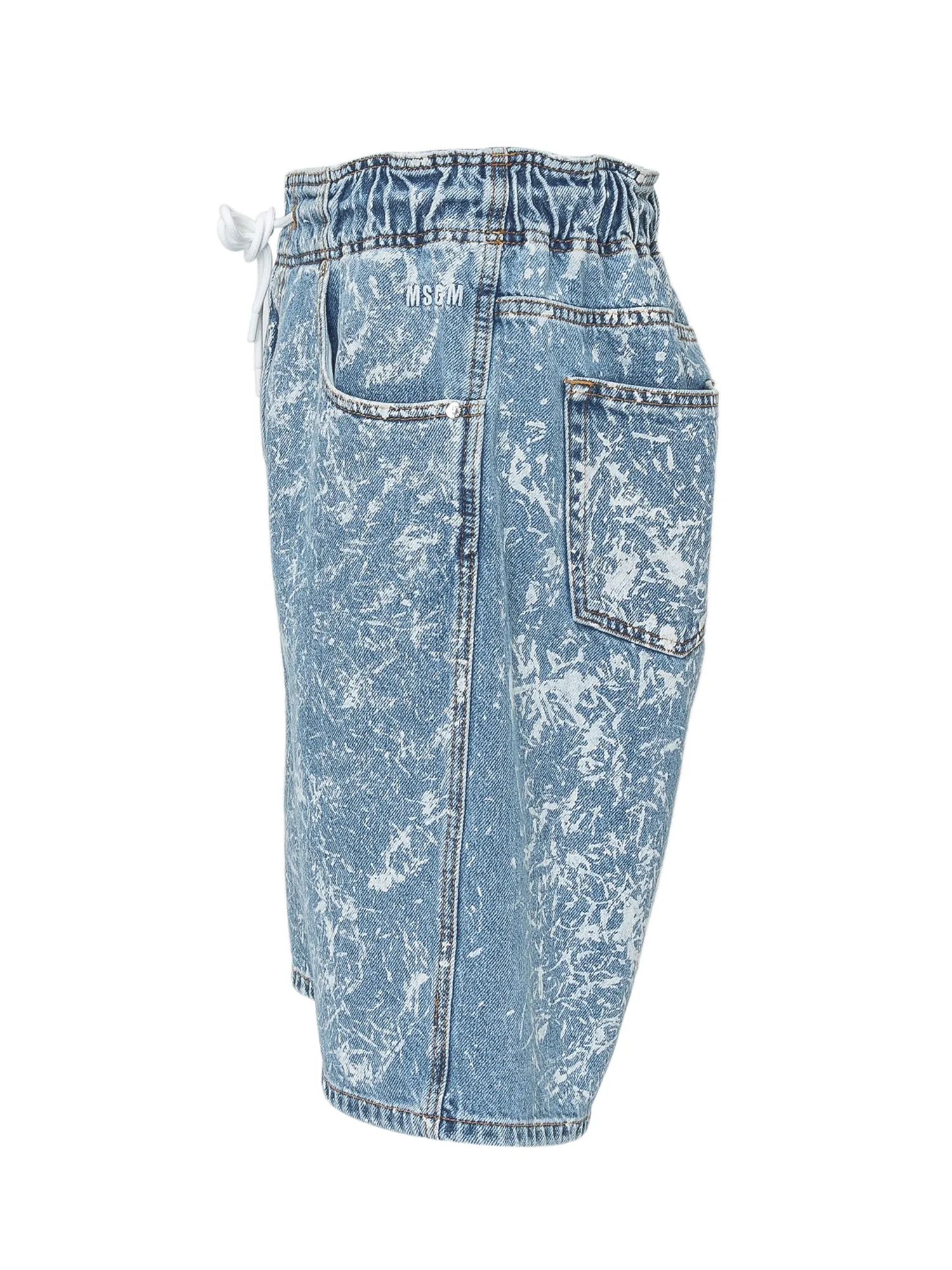 MSGM Drawstring Waist Acid Wash Denim Shorts