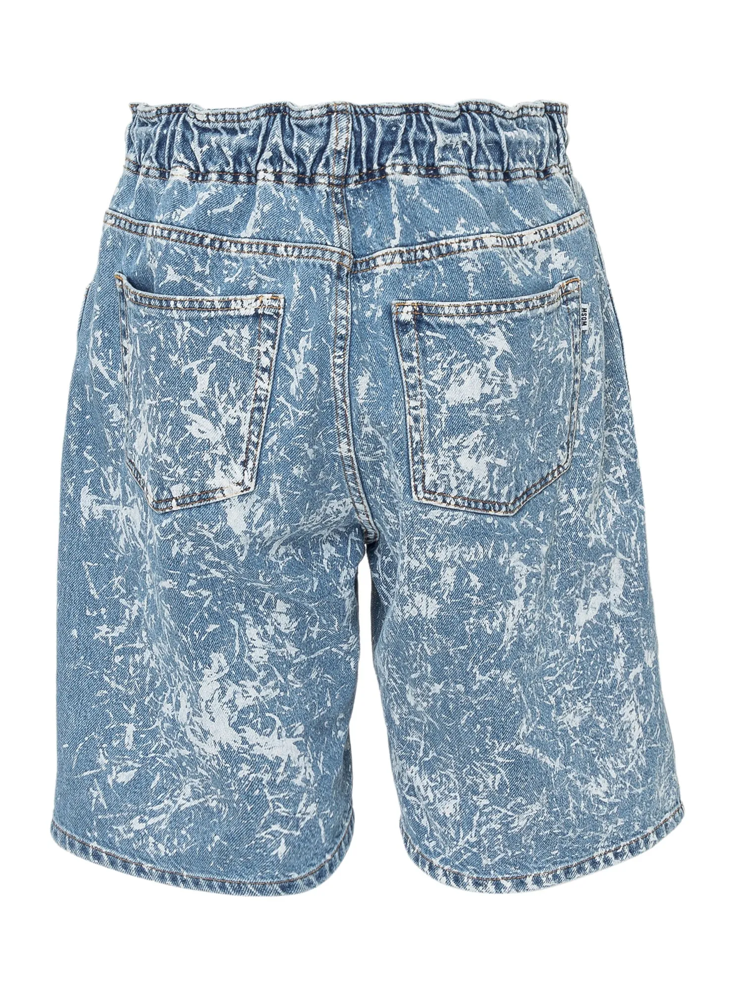 MSGM Drawstring Waist Acid Wash Denim Shorts