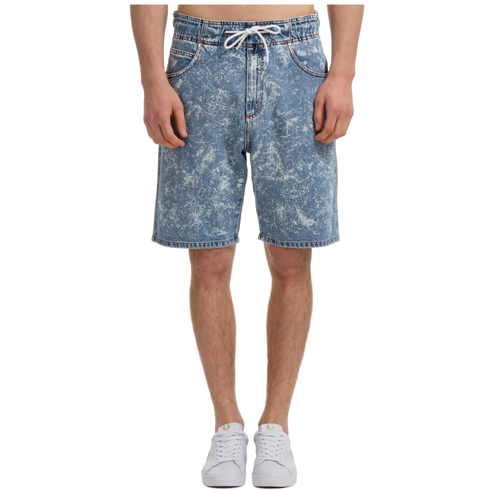 MSGM Drawstring Waist Acid Wash Denim Shorts