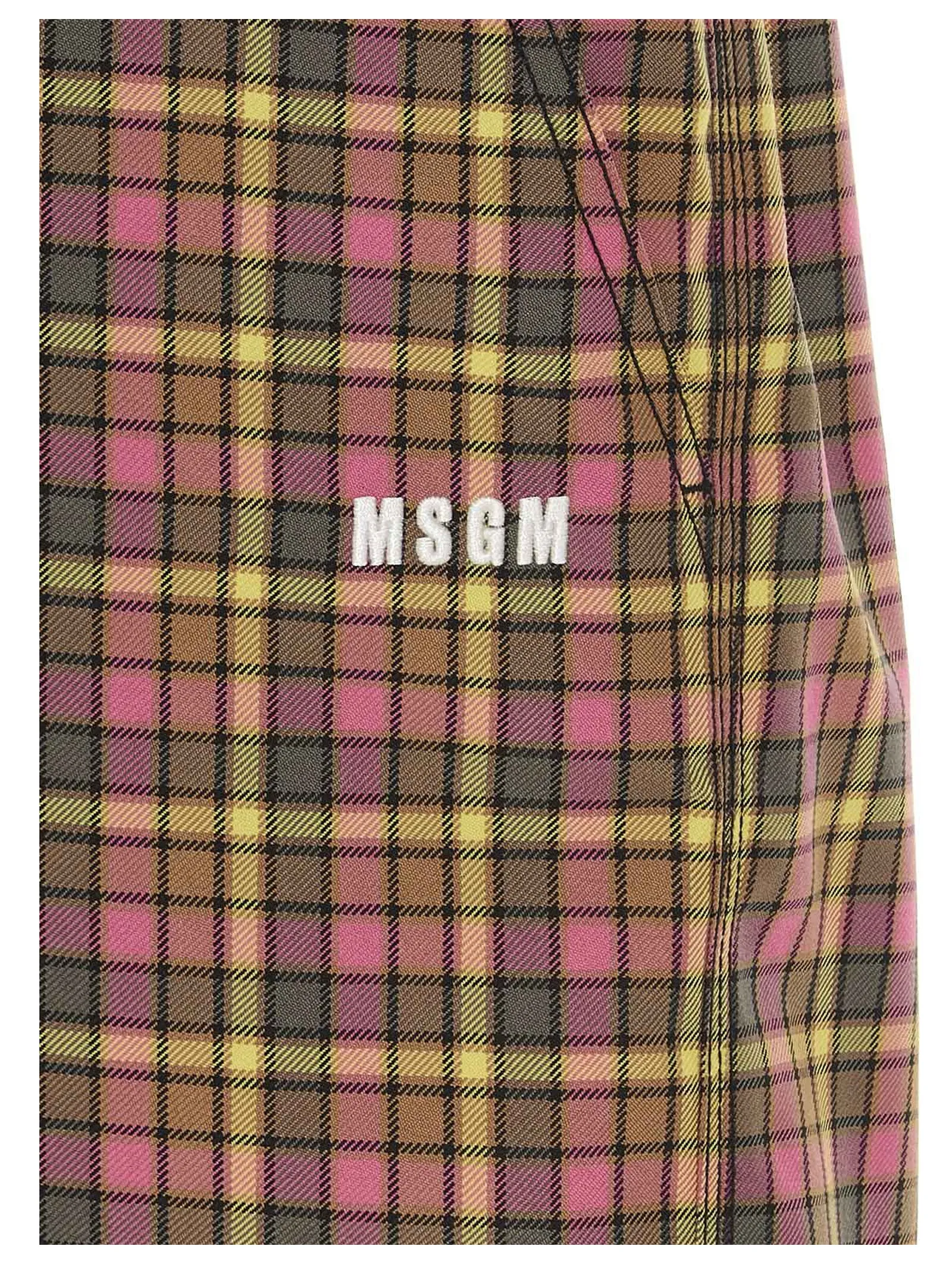MSGM Logo Embroidered Check Print Shorts