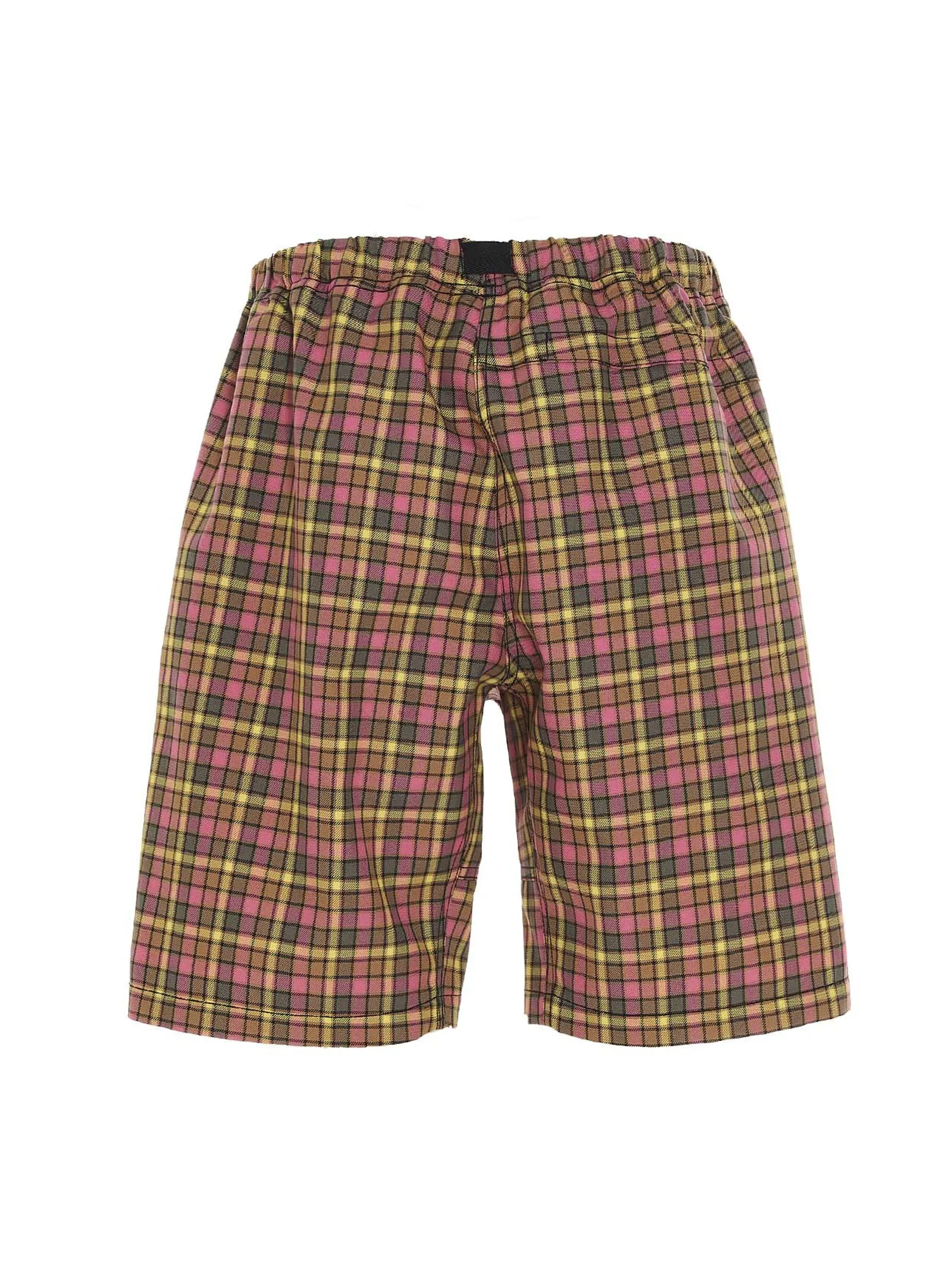 MSGM Logo Embroidered Check Print Shorts