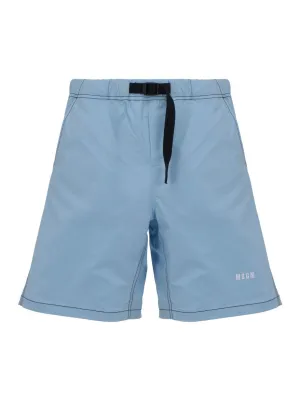 MSGM Logo Embroidered Drawstring Waistband Shorts