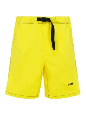MSGM Logo Embroidered Drawstring Waistband Shorts