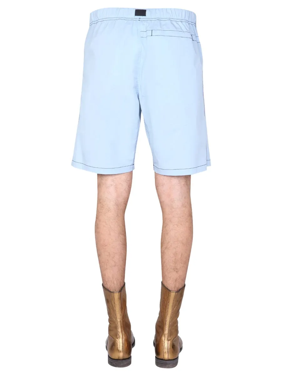 MSGM Logo Embroidered Drawstring Waistband Shorts