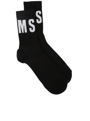 MSGM Logo Intarsia Ribbed Detailed Socks