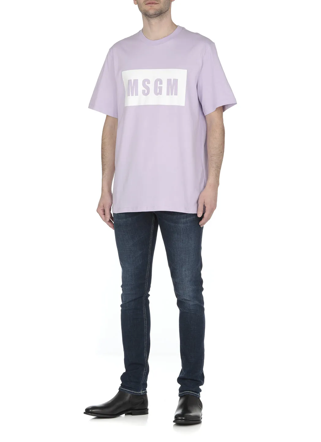 MSGM Logo Printed Crewneck T-Shirt
