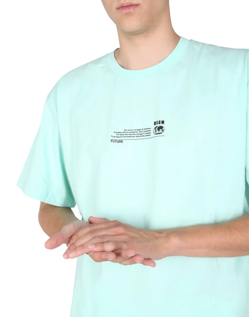 MSGM Logo Printed Crewneck T-Shirt