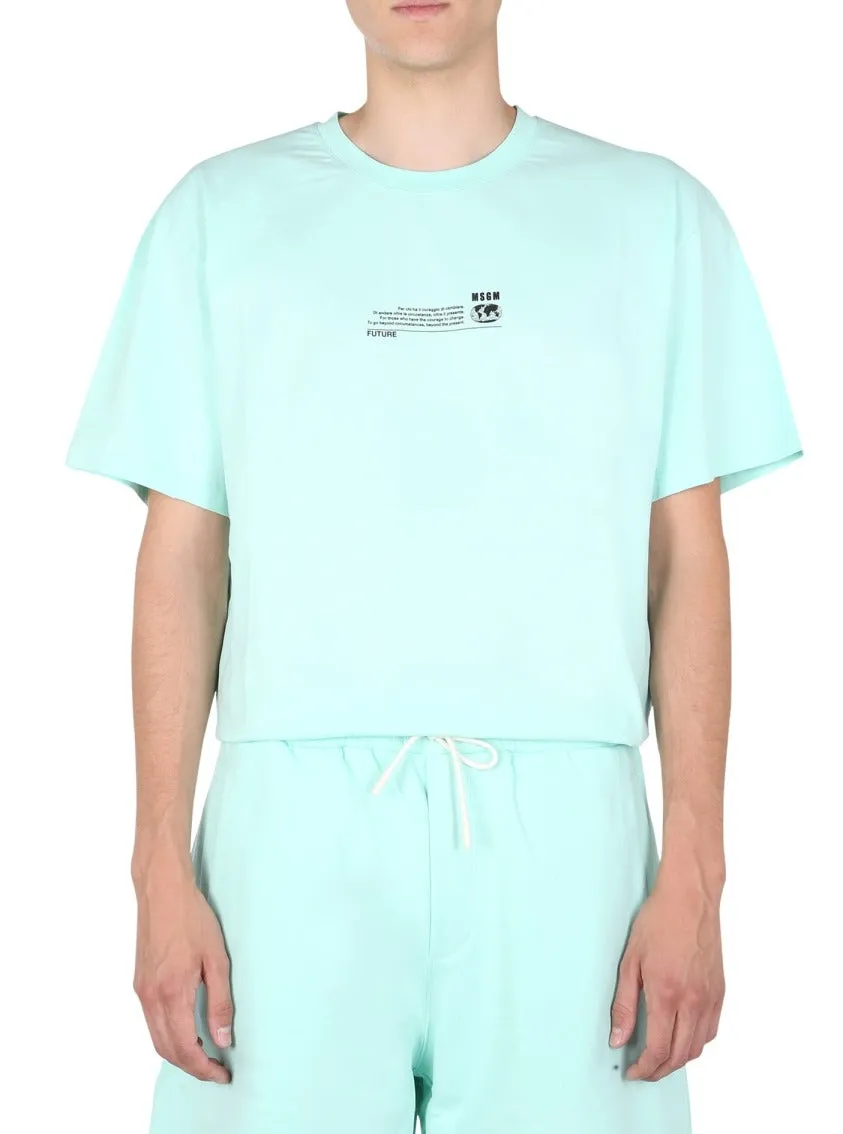 MSGM Logo Printed Crewneck T-Shirt