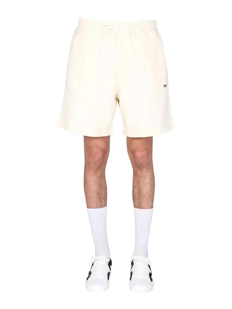 MSGM Logo Printed Drawstring Track Shorts