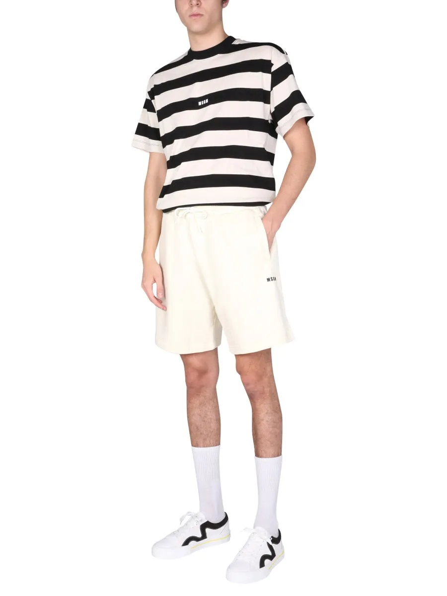 MSGM Logo Printed Drawstring Track Shorts