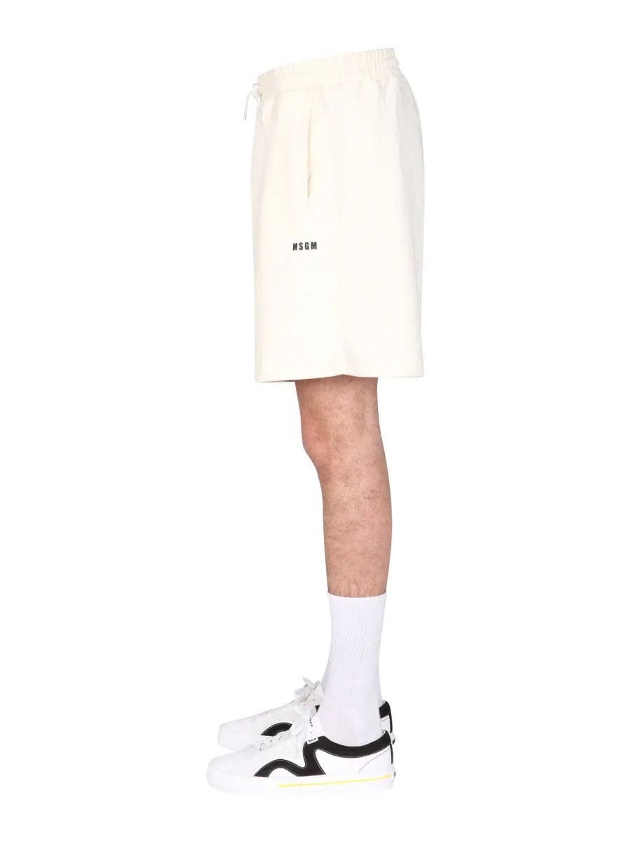 MSGM Logo Printed Drawstring Track Shorts