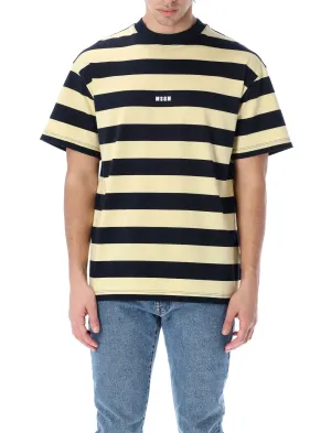 MSGM Striped Logo Printed T-Shirt