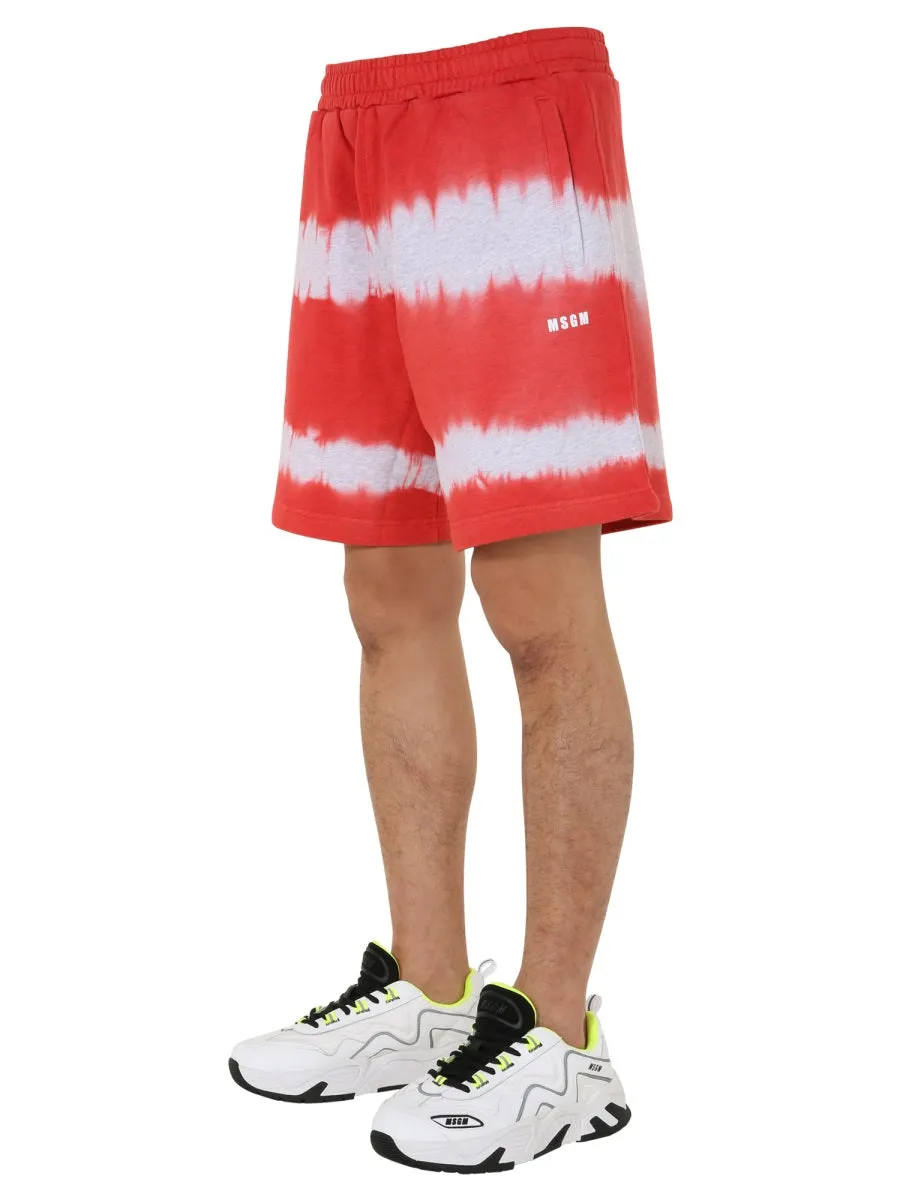 MSGM Tie Dye Bermuda Track Shorts