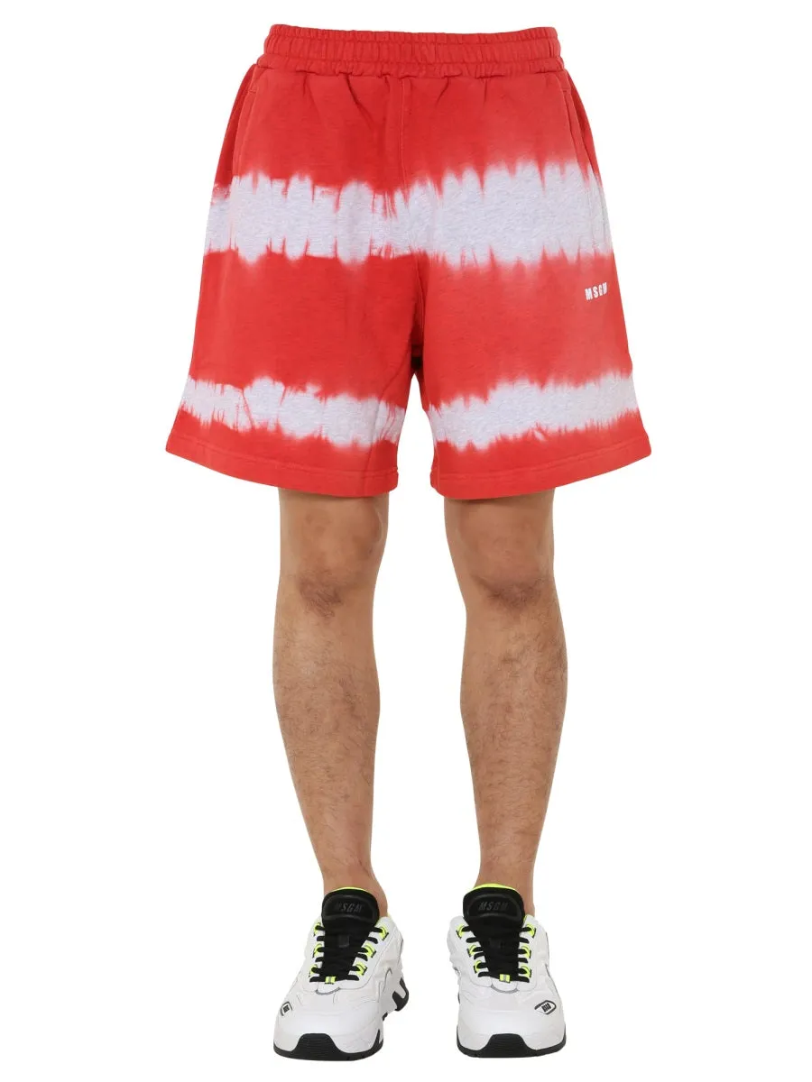 MSGM Tie Dye Bermuda Track Shorts