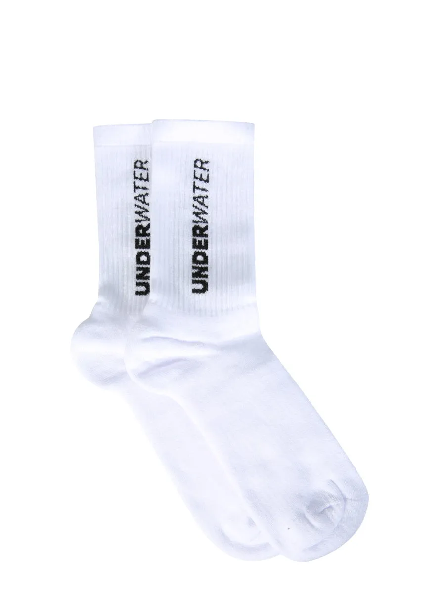 MSGM Underwater Logo Intarsia Socks