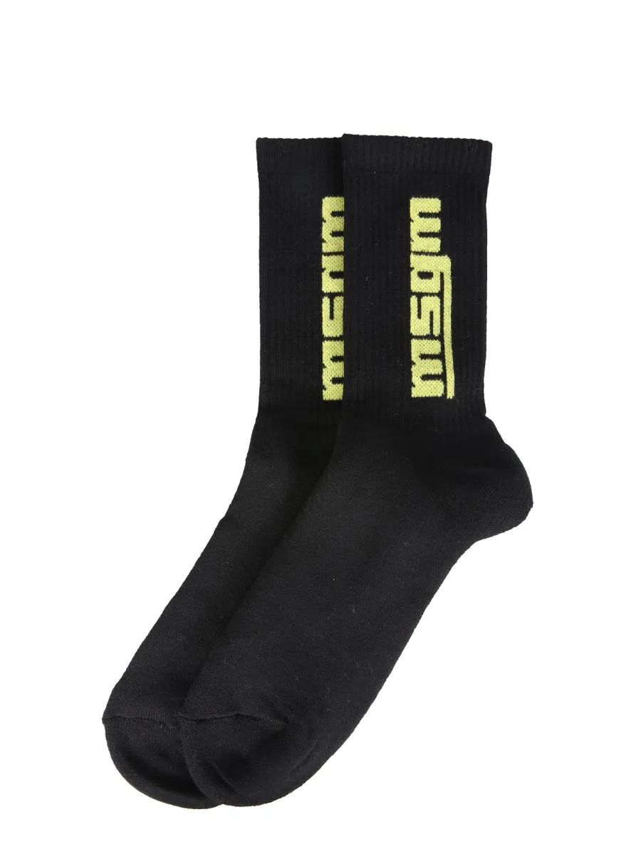 MSGM Underwater Logo Intarsia Socks
