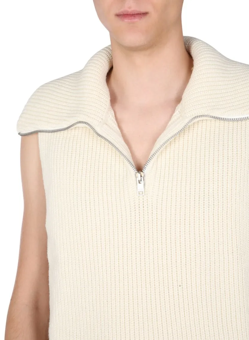 MSGM Zip-Up High Neck Knitted Vest
