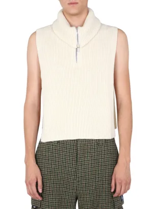 MSGM Zip-Up High Neck Knitted Vest