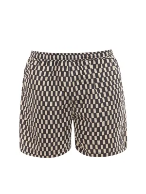 Nanushka Check Pattern Logo Plaque Swim Shorts