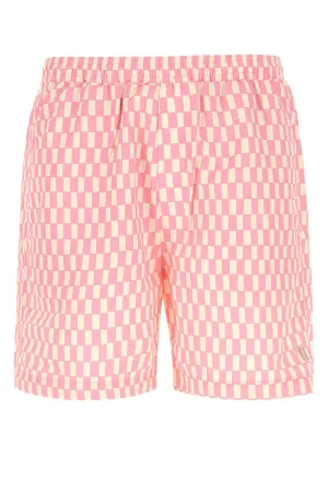 Nanushka Logo Embroidered Checked Swim Shorts