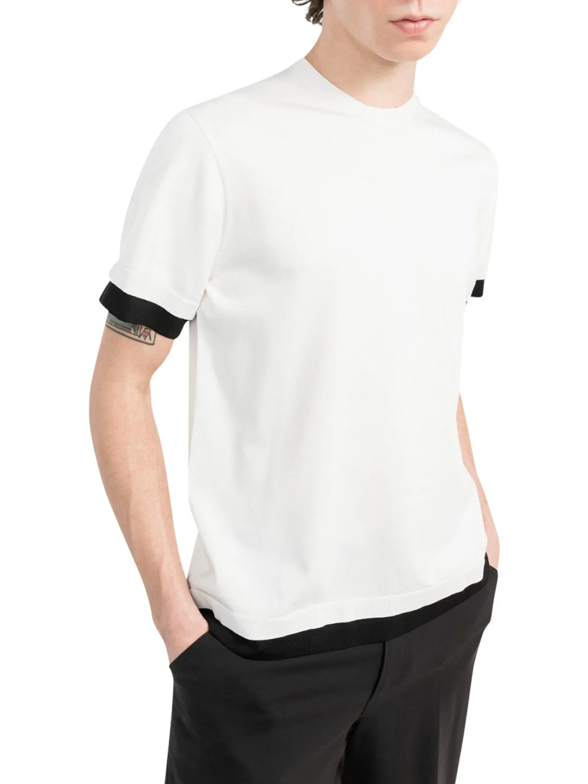 Neil Barrett Contrast Trim Crewneck Knitted T-Shirt