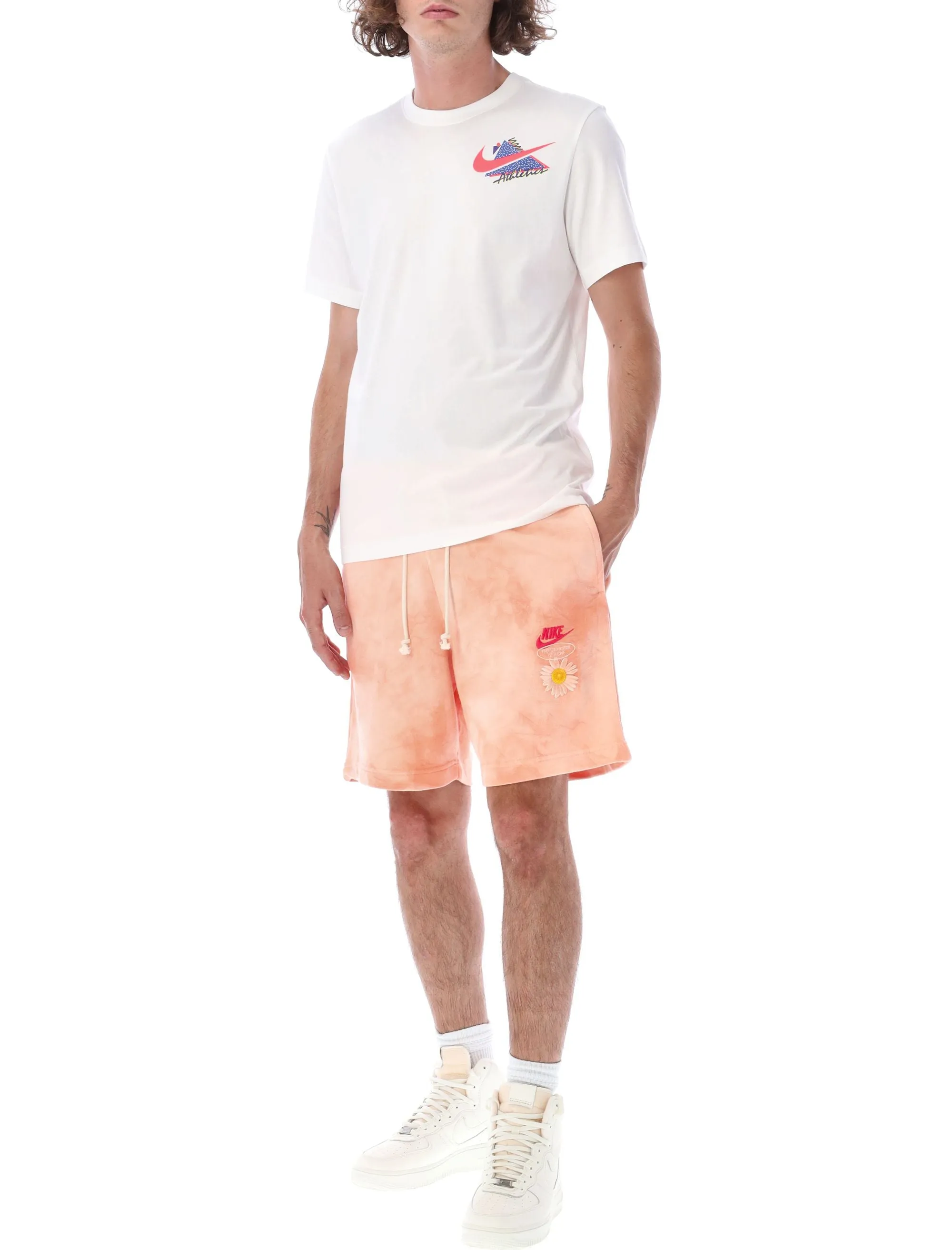 Nike Logo Embroidered Tie-Dyed Terry Shorts
