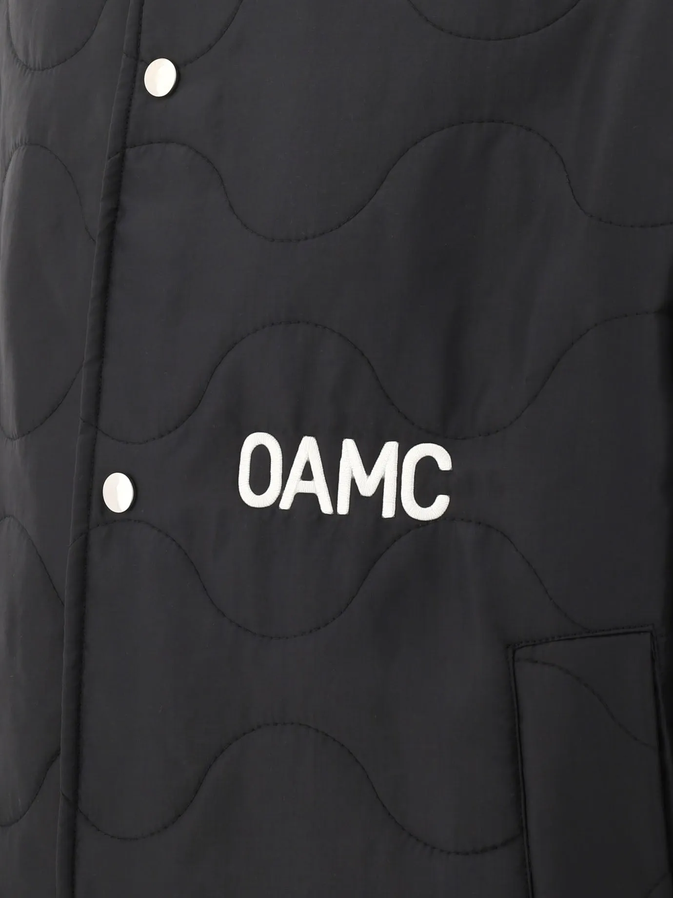 OAMC Logo Embroidered Buttoned Quilted Coat