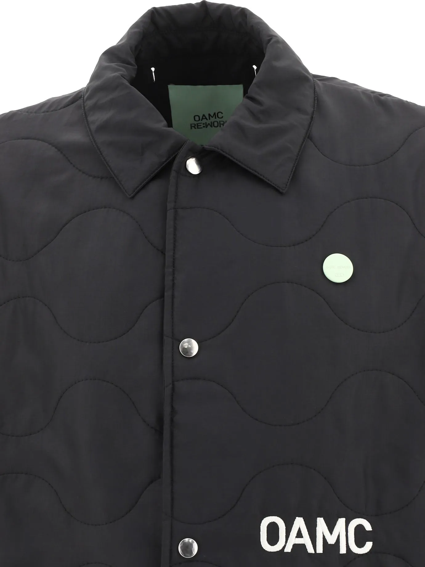 OAMC Logo Embroidered Buttoned Quilted Coat