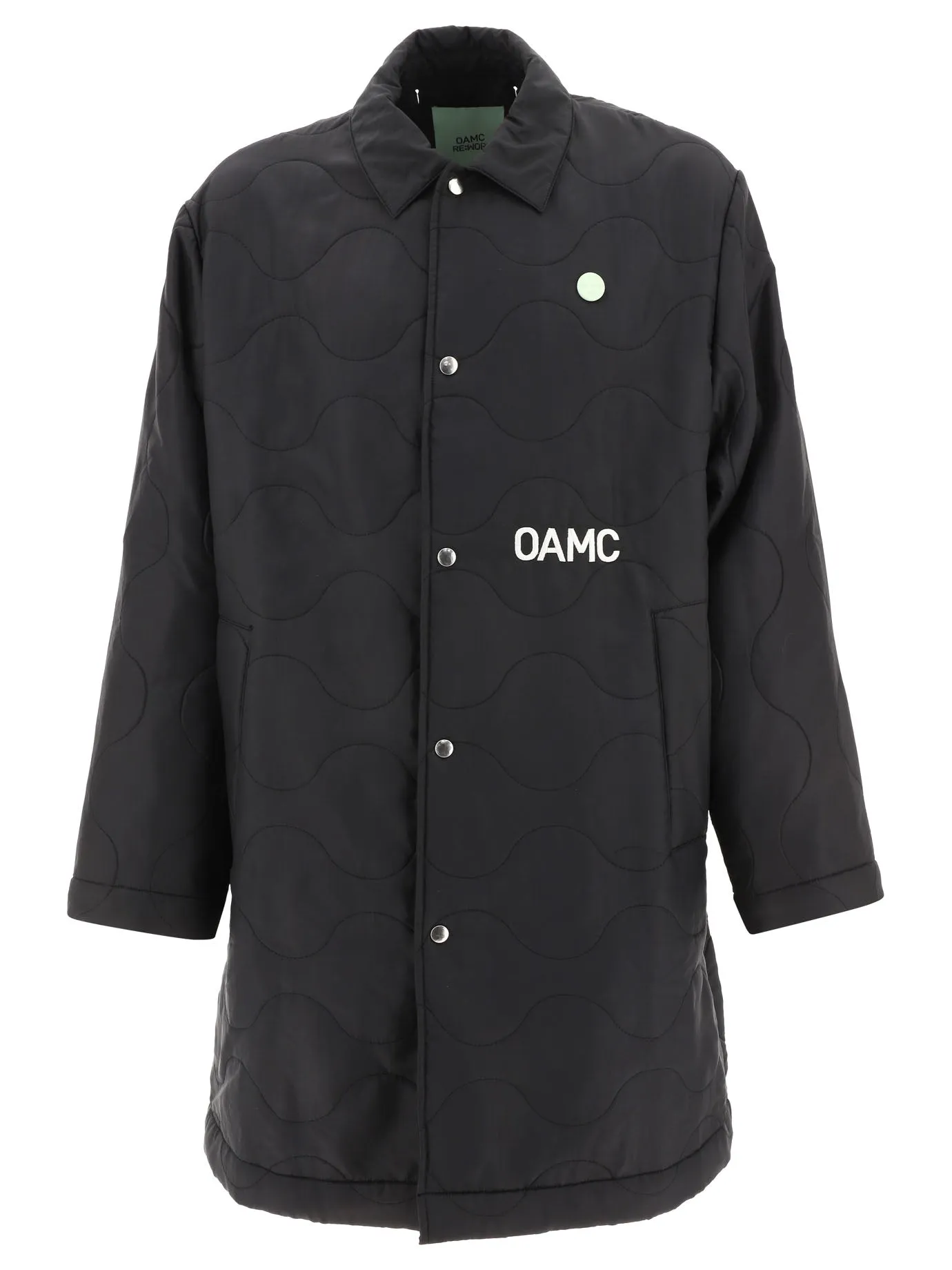 OAMC Logo Embroidered Buttoned Quilted Coat