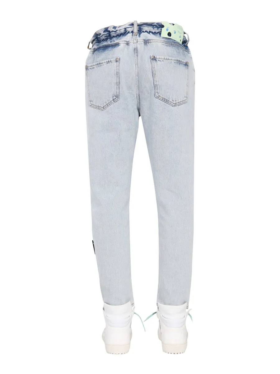 Off-White Belted Slim-Fit Jeans