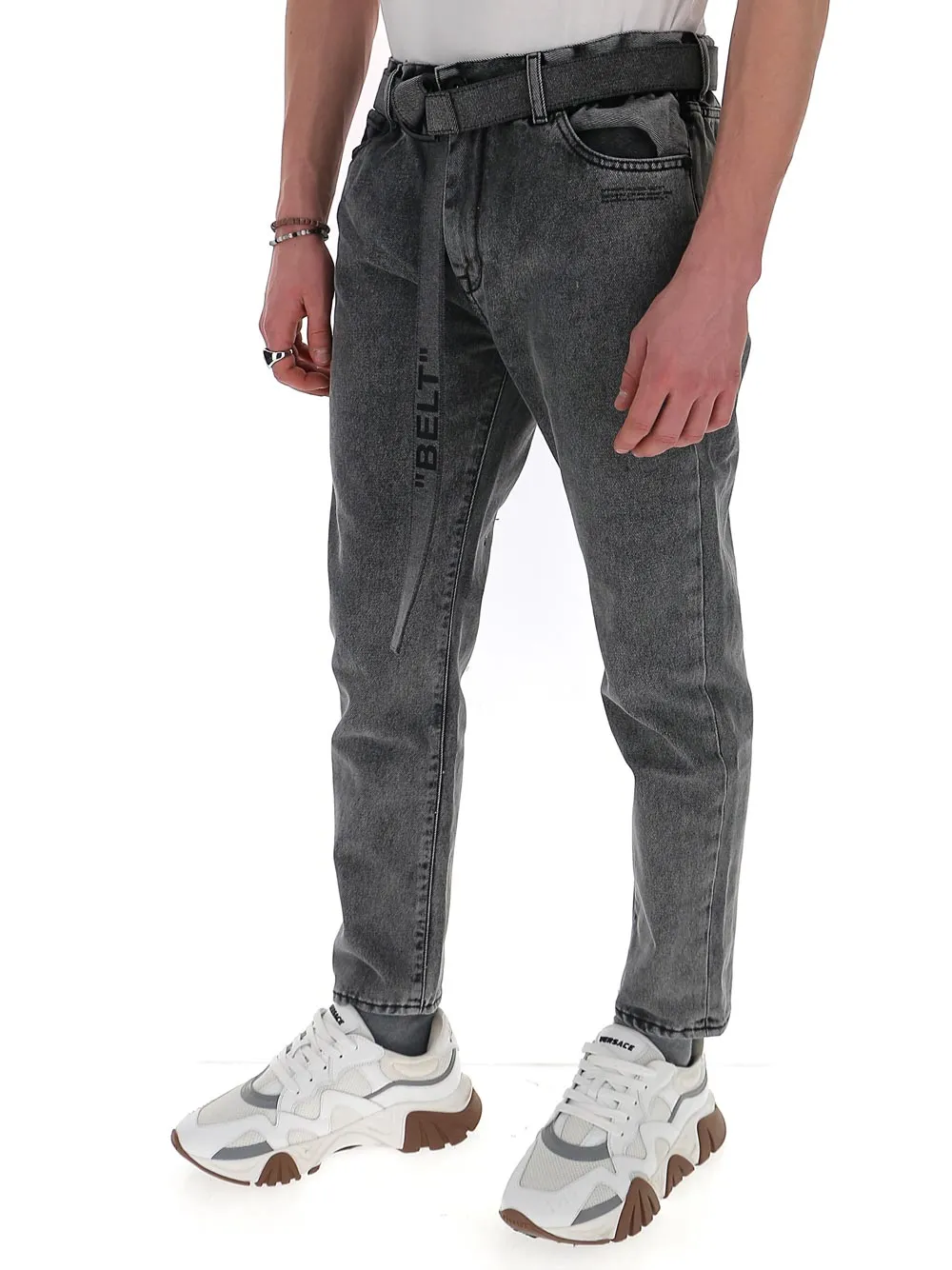 Off-White Belted Slim Leg Jeans