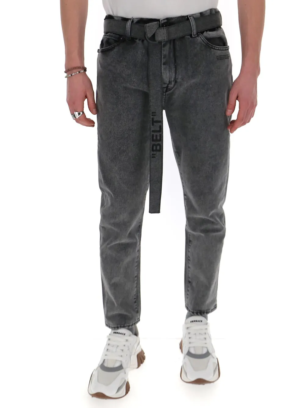 Off-White Belted Slim Leg Jeans