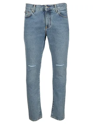 Off-White Diagonal Print Slim-Fit Jeans