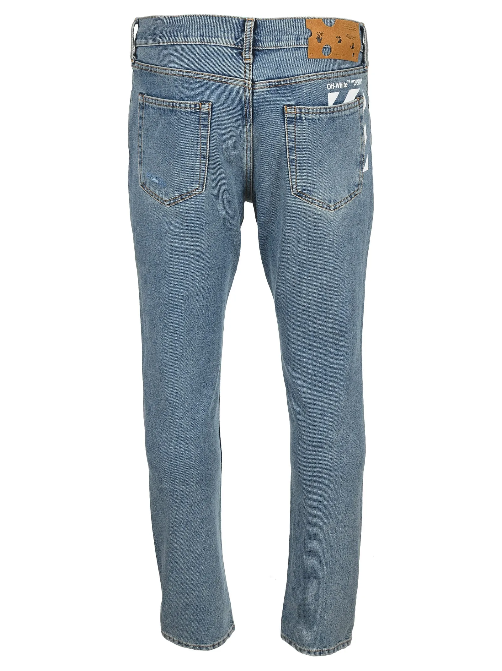 Off-White Diagonal Print Slim-Fit Jeans